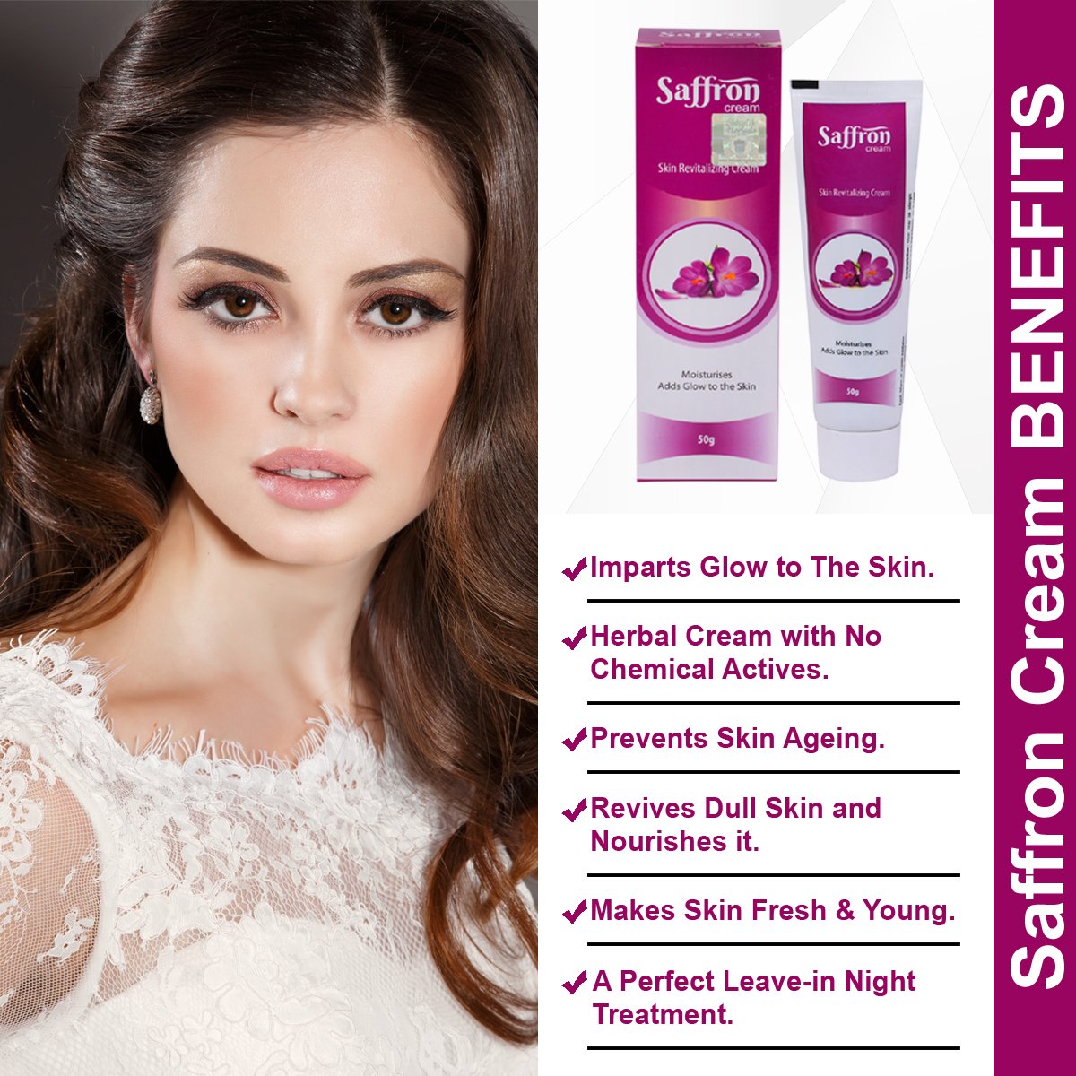 saffron cream Herbal skin cream whitening and improving complexion without chemical natural cream