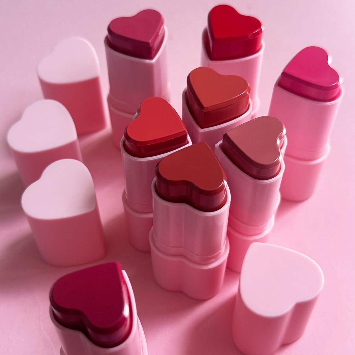 3 in1 tint pink heart blush stick cream make up blush private label vegan custom blush