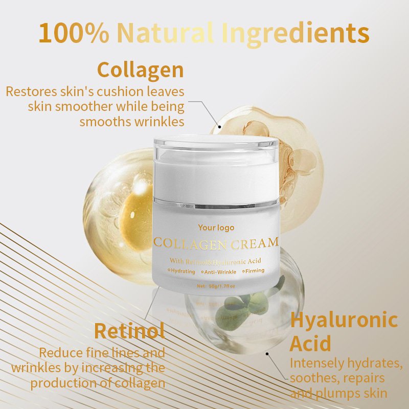 Vegan Organic Skin Anti Aging Wrinkle Skin Firming Moisturizing Retinol Hyaluronic Acid Collagen Face Cream For Wholesale