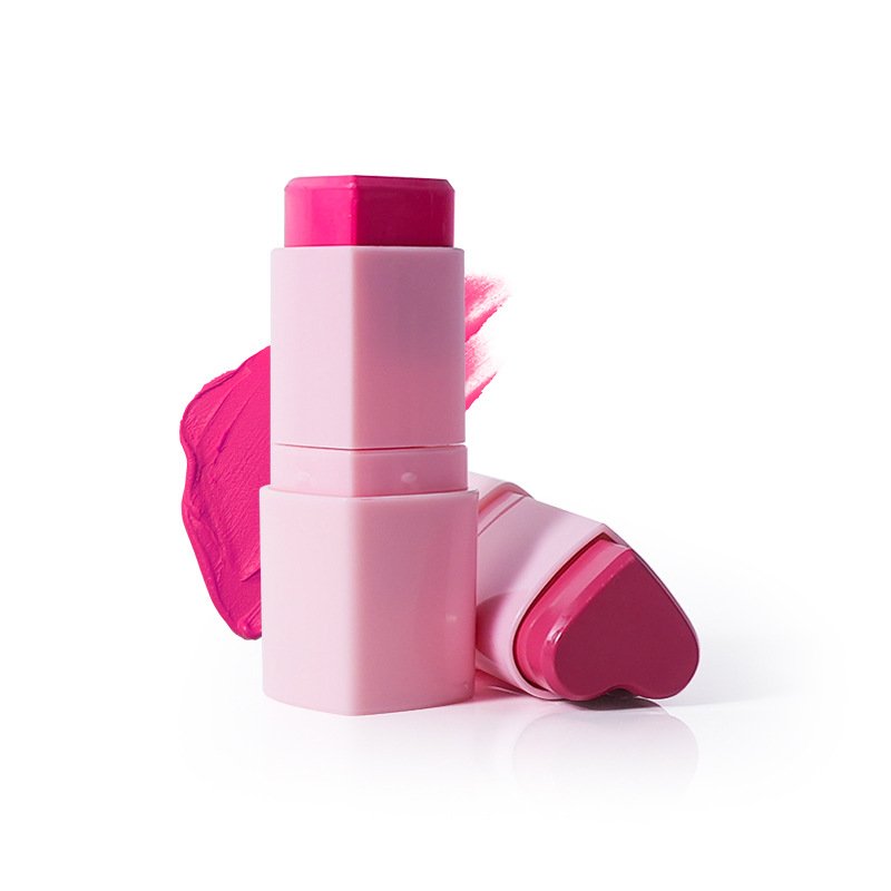 Custom Logo Cheek Tint Pink Cream Blusher Private Label Waterproof Vegan Contour Heart Shape Face Make Up Blush Stick