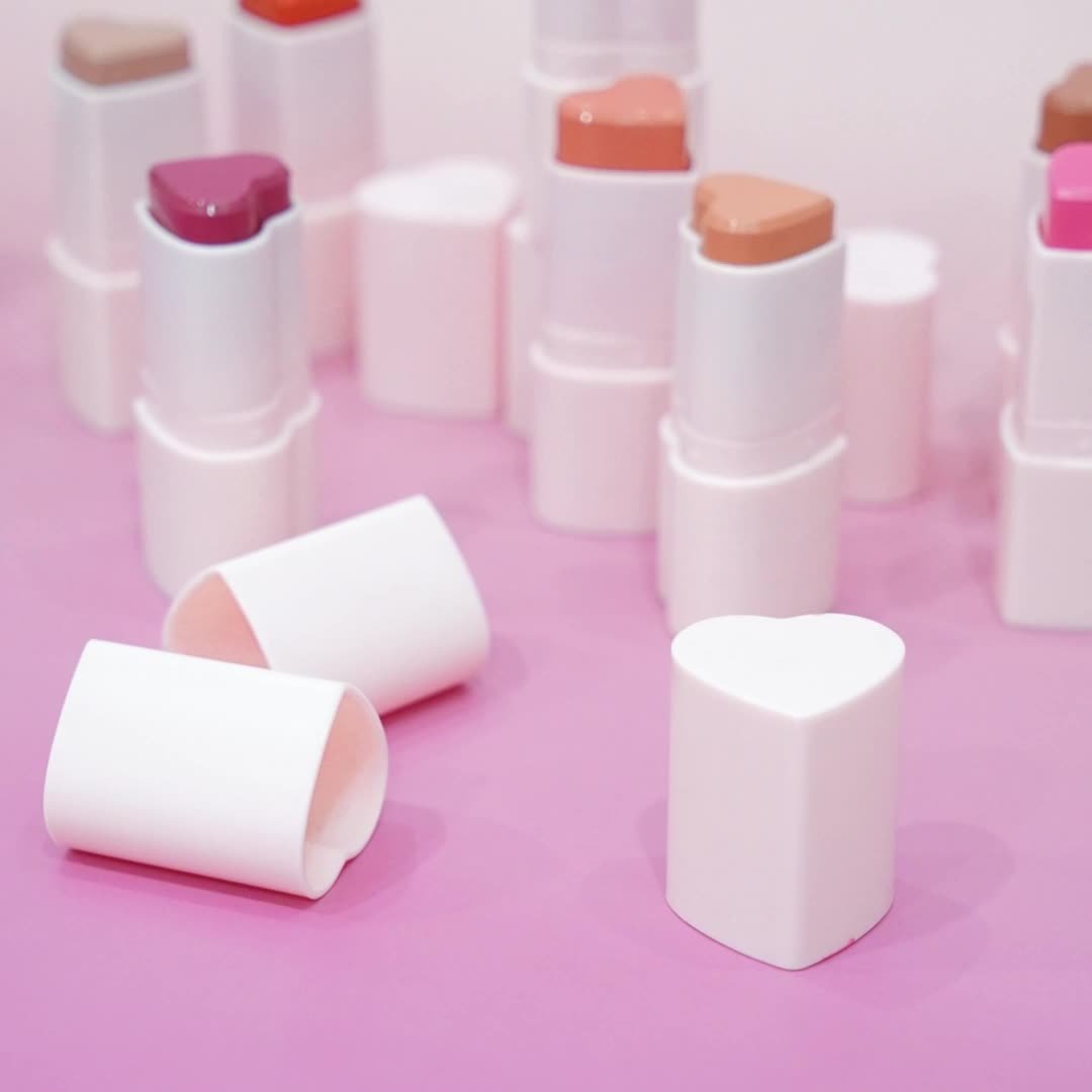Custom Logo Cheek Tint Pink Cream Blusher Private Label Waterproof Vegan Contour Heart Shape Face Make Up Blush Stick
