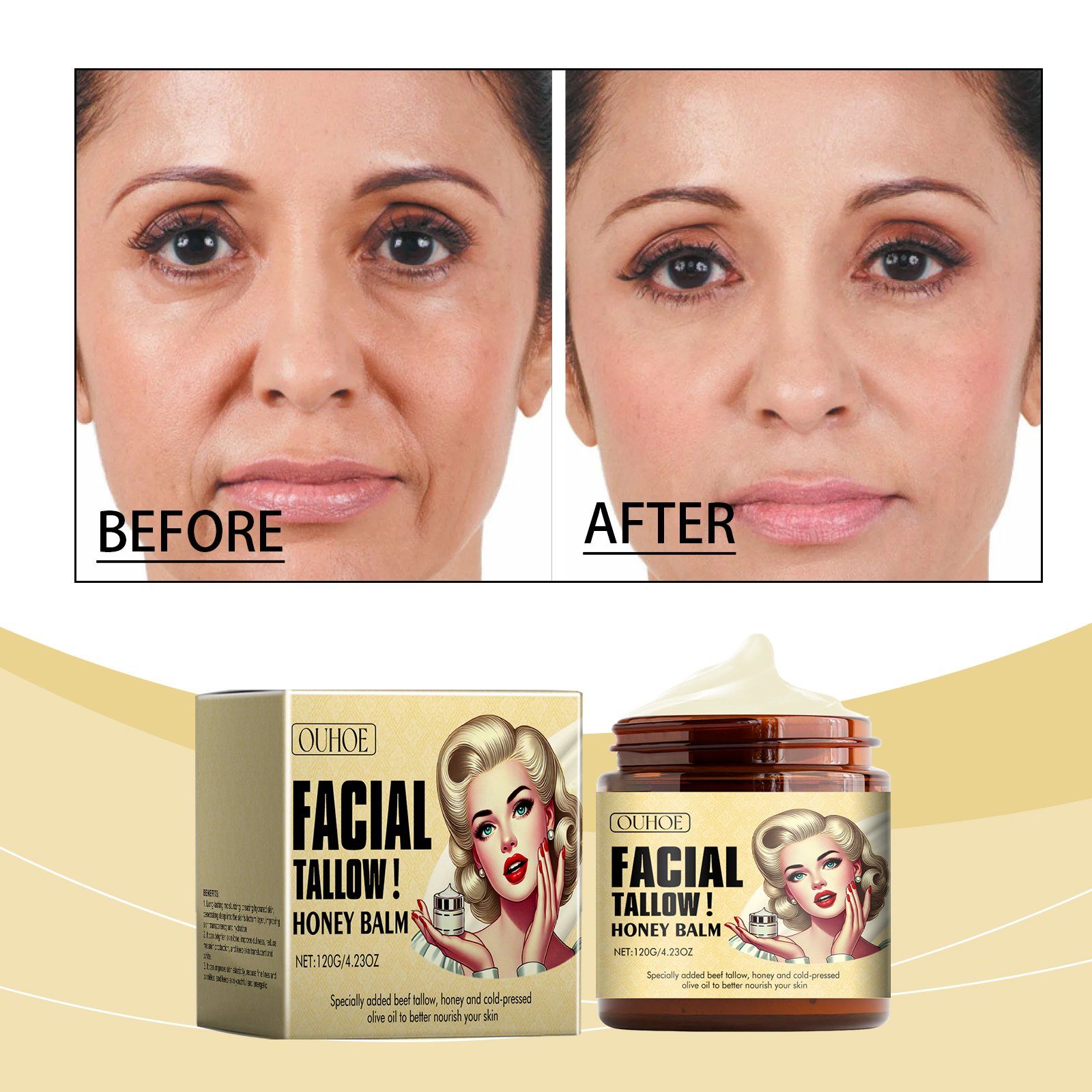 Beef Tallow Balm Skincare Balm Grass Fed Beef Tallow Body Face Moisturizer Whipped Tallow Balm For Face