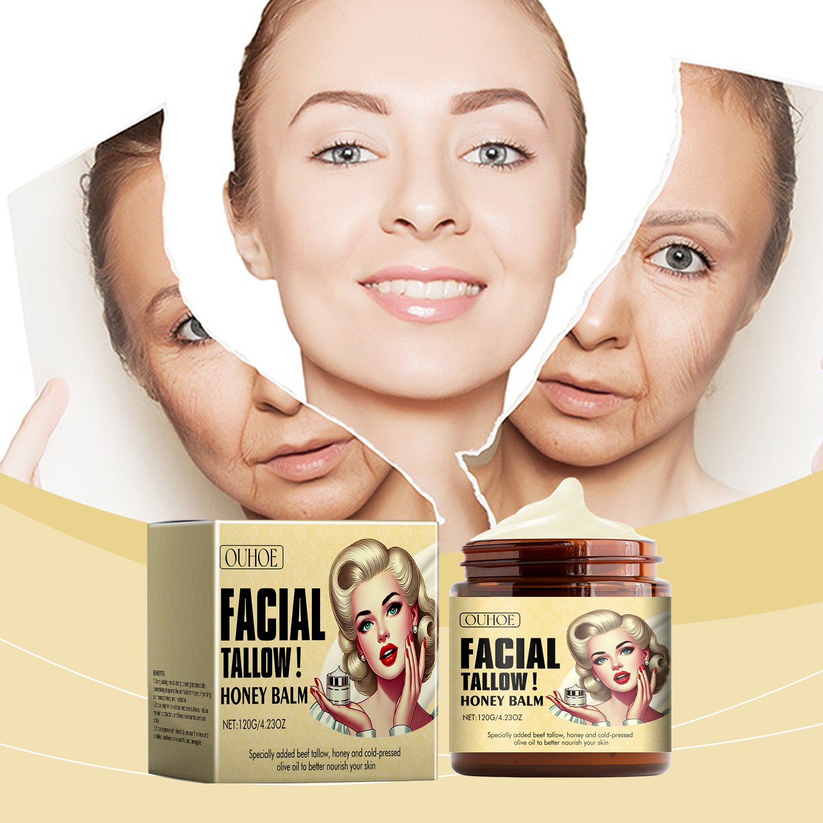 Beef Tallow Balm Skincare Balm Grass Fed Beef Tallow Body Face Moisturizer Whipped Tallow Balm For Face