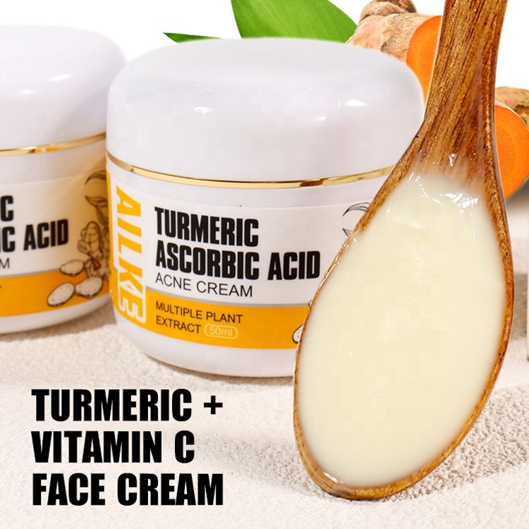 Private Label 3 Day Oily Skin Care Face Blemish Anti Pimples Removal Acne Marks Vitamin C Brightening Ailke Turmeric Cream