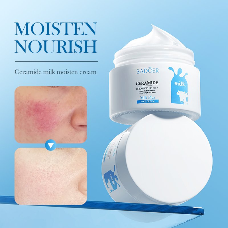 OEM SADOER Ceramide Goat Milk Face Cream Smooth And Tender Skin Moisturizing Whitening Milk Face Cream