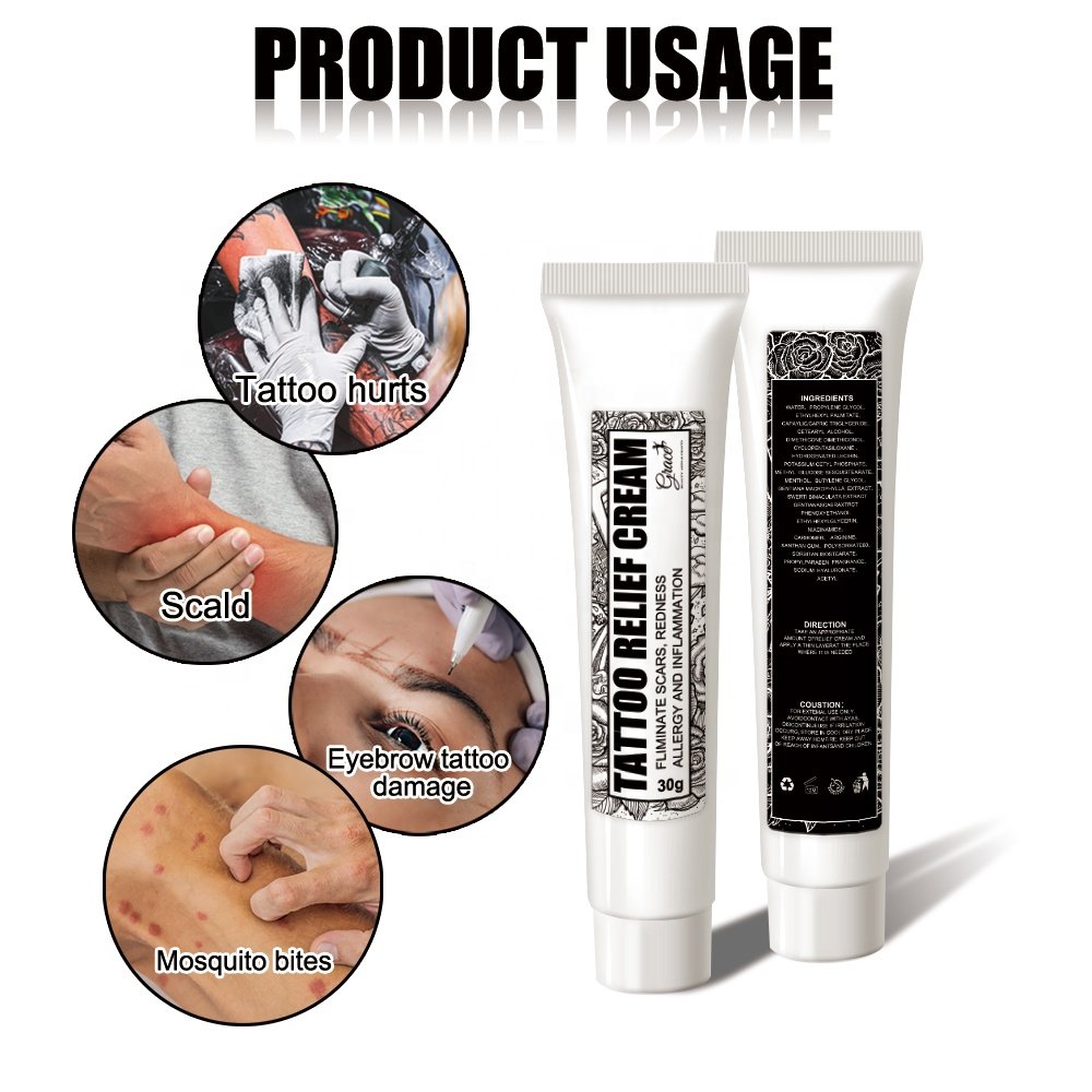Private Label Relieves Pain Brightening Repairing Balm Lotion Tattoos Smoothing Healing Redness Reducing Tattoo Relief Cream