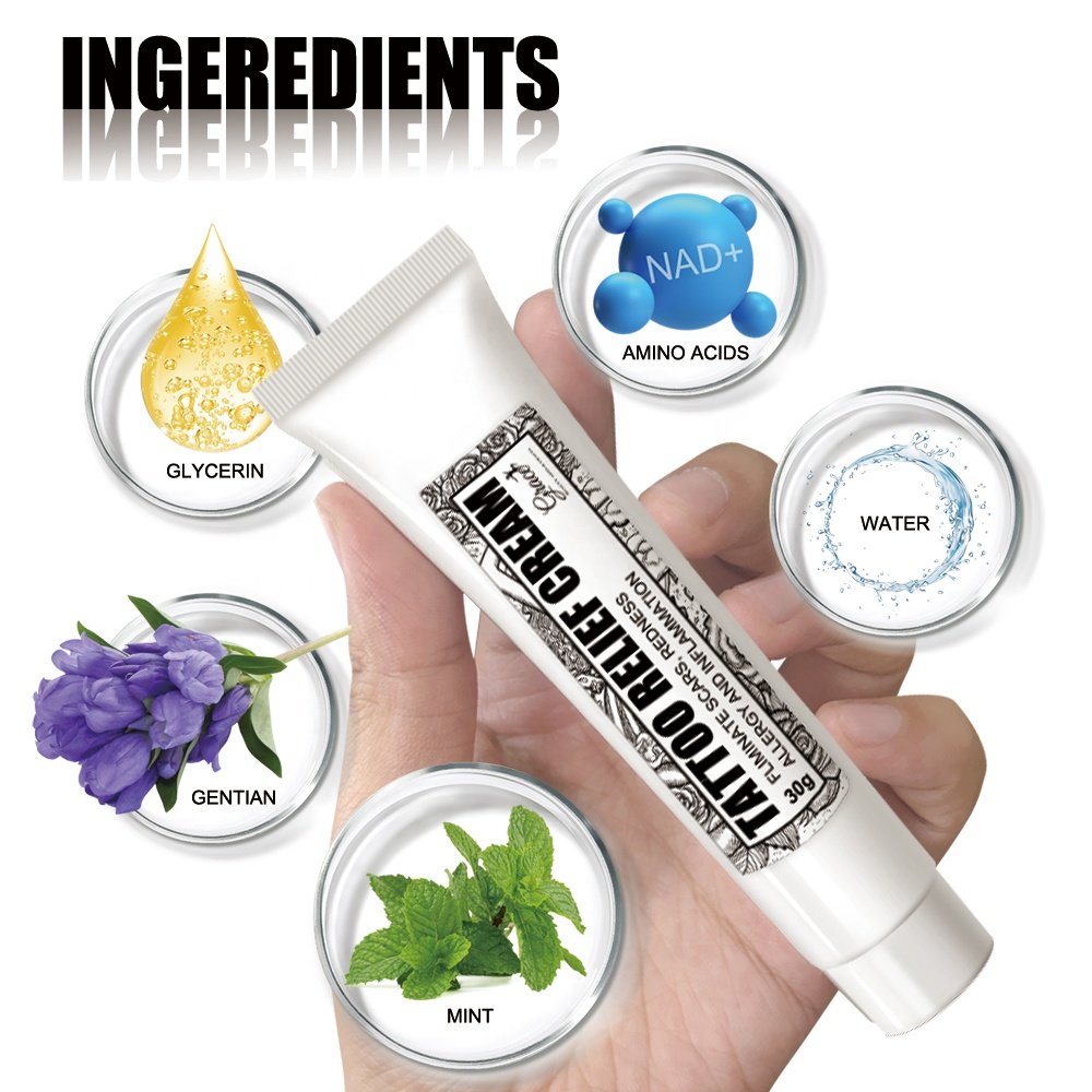 Private Label Relieves Pain Brightening Repairing Balm Lotion Tattoos Smoothing Healing Redness Reducing Tattoo Relief Cream