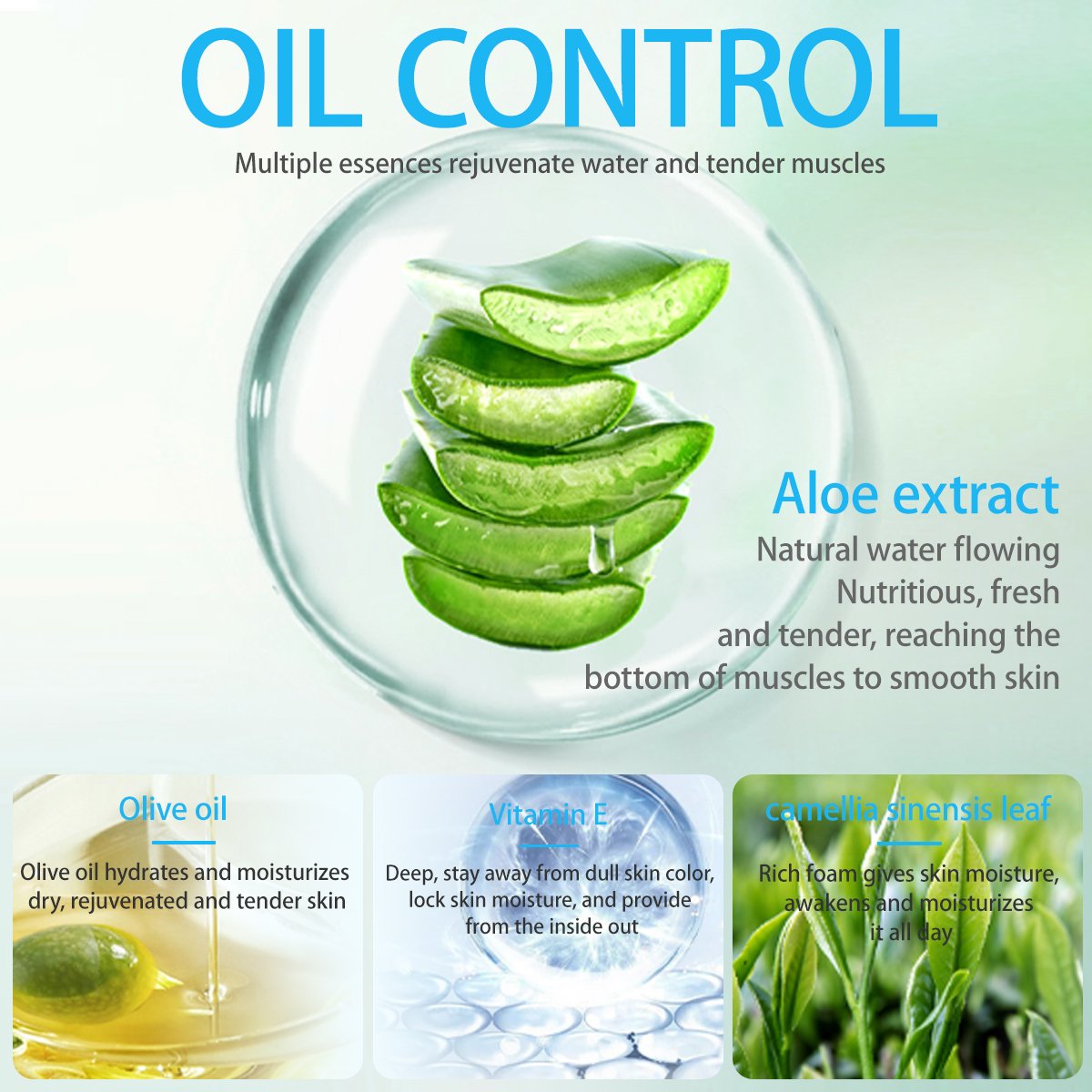 Custom Aloe Vera Cleansing Gel Nature Soothing Moisture Cream Face Wash for Deep Cleansing 98ml