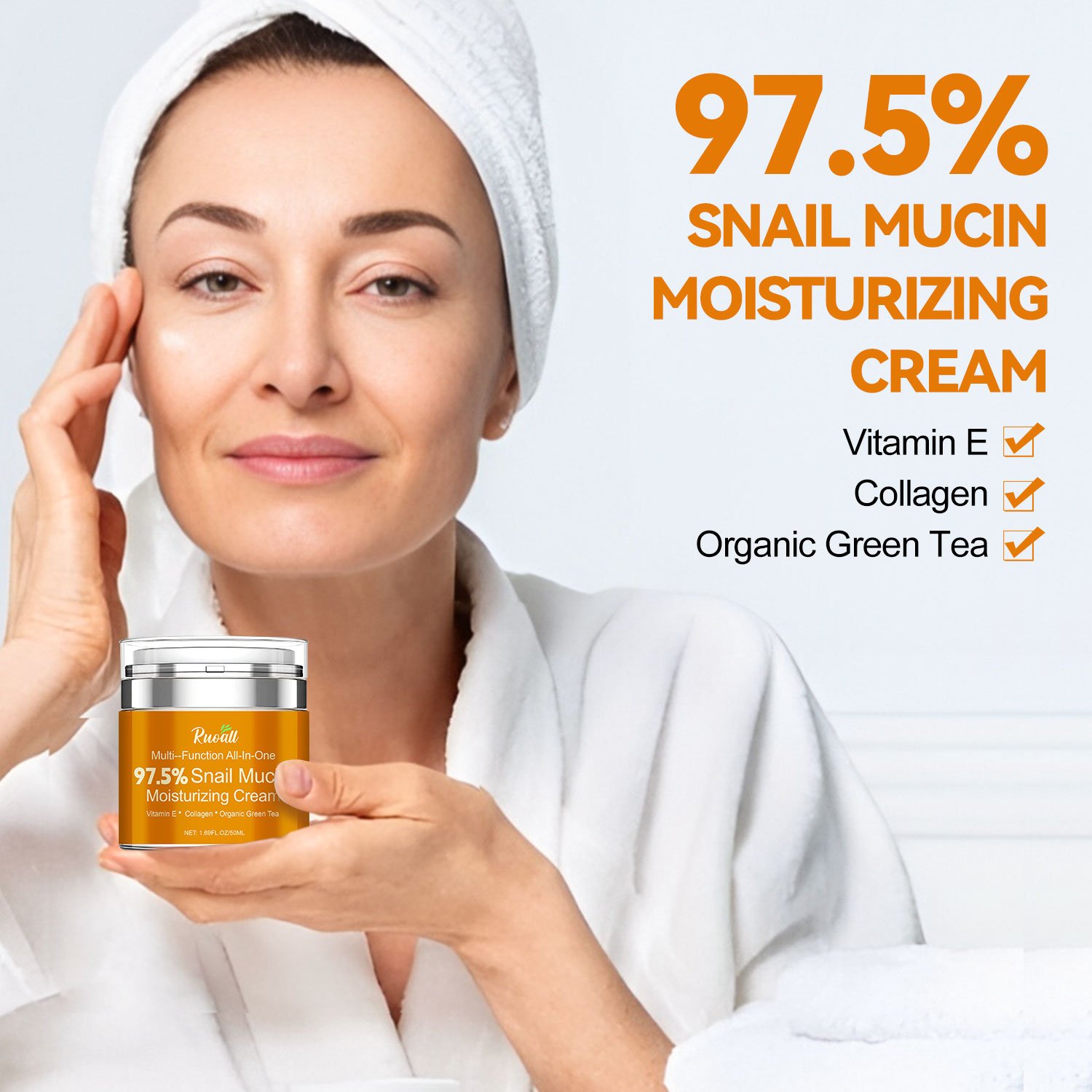 Snail Mucin 97.5% Moisturizer Daily Face Gel Cream, 50ml / 1.69oz Snail Mucin Face Cream
