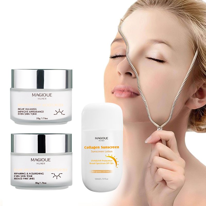 Best Organic Facial Cream Beauty Anti Wrinkle Skin Care Face Cream Collagen Sunscreen Night Cream Set For Skin Whitening