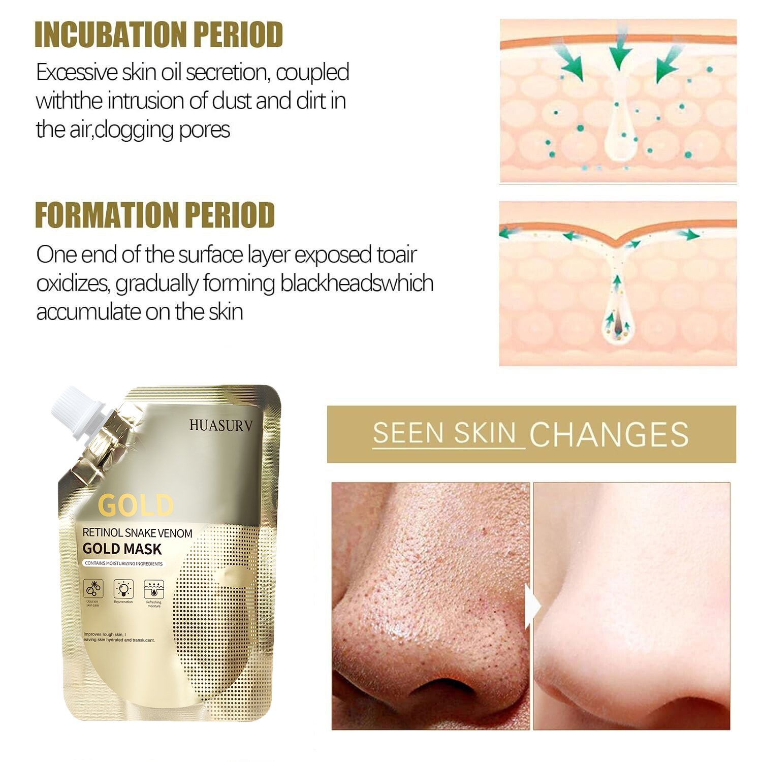 Face 24K Gold Mask Hydrating Face Mask Skin Whitening Anti Aging Retinol Snake Venom Peptide 24K Gold Mask Face