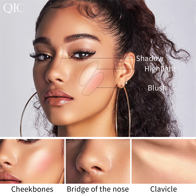QIC Private Label Wholesale Face Contour Makeup Stick Multi Color Bronzer Pink Blush Shimmer Highlight Stick