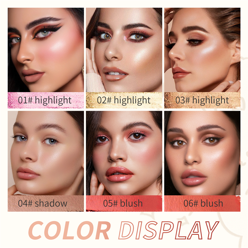 QIC Private Label Wholesale Face Contour Makeup Stick Multi Color Bronzer Pink Blush Shimmer Highlight Stick