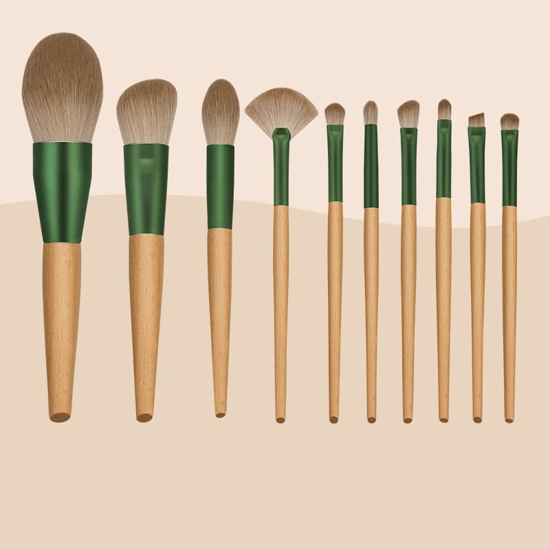 HXT-124 Wholesale Cosmetic Tools 10 Piece Makeup Brushes Set Girls Daily Makeup Brush Set Hypoallergenic Wooden Synthetic Hair