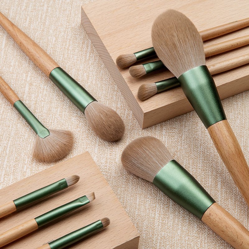 HXT-124 Wholesale Cosmetic Tools 10 Piece Makeup Brushes Set Girls Daily Makeup Brush Set Hypoallergenic Wooden Synthetic Hair