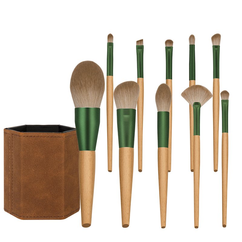 HXT-124 Wholesale Cosmetic Tools 10 Piece Makeup Brushes Set Girls Daily Makeup Brush Set Hypoallergenic Wooden Synthetic Hair