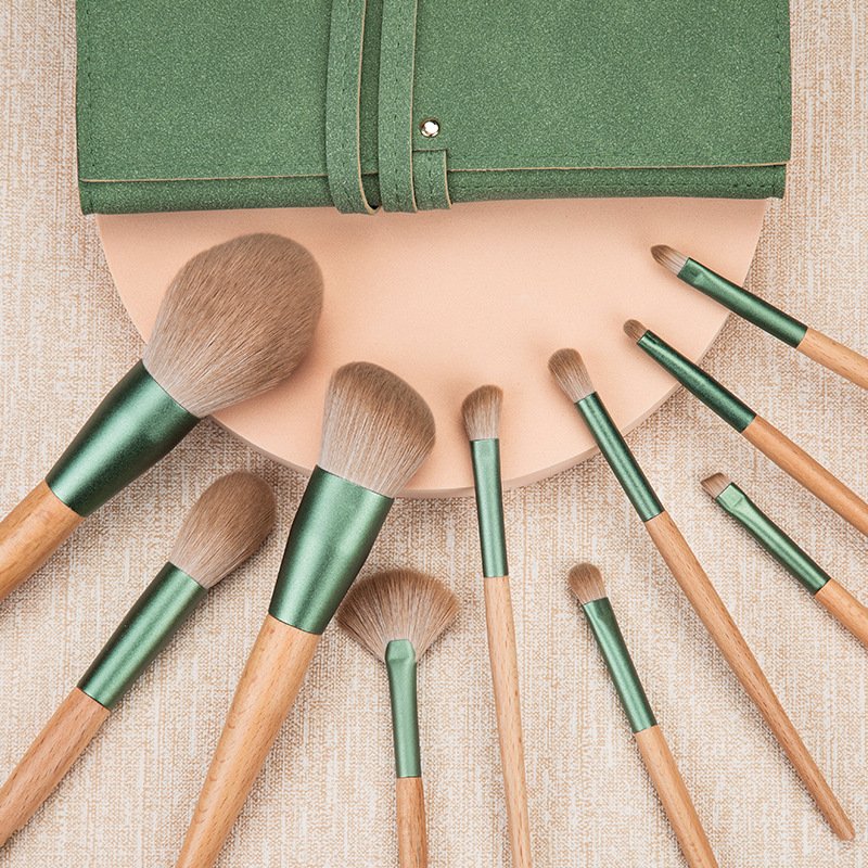 HXT-124 Wholesale Cosmetic Tools 10 Piece Makeup Brushes Set Girls Daily Makeup Brush Set Hypoallergenic Wooden Synthetic Hair