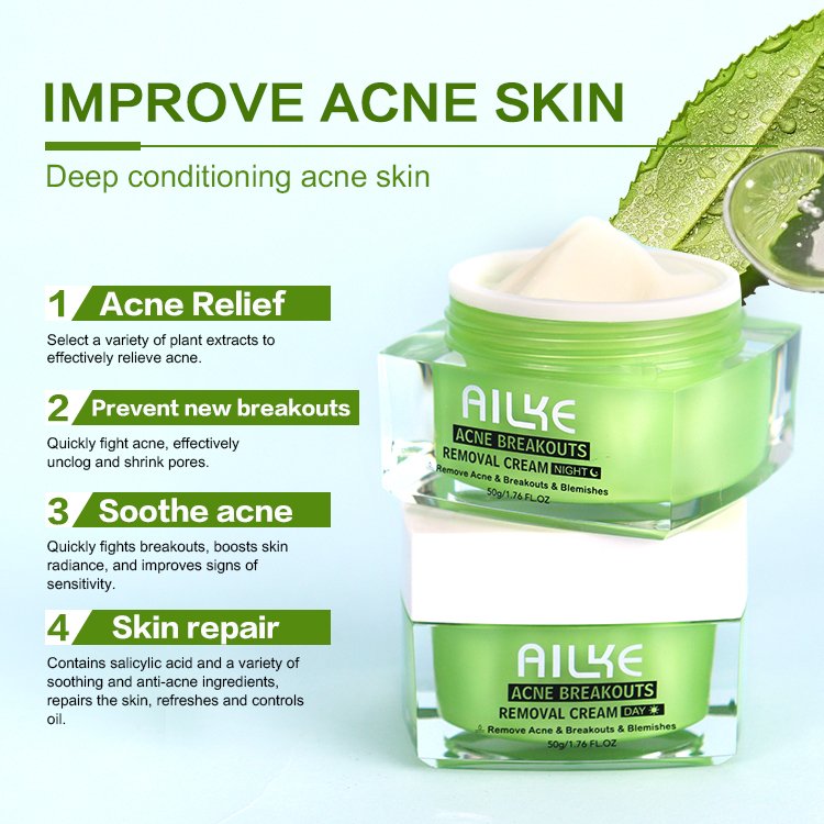 Ailke Acne Breakouts Removal 2 In 1 Reduce Size & Redness Of Breakouts Facial Care Shrink Pores Acne Treatment Face Cream Set
