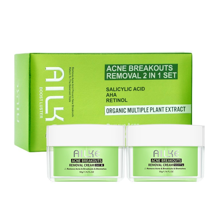 Ailke Acne Breakouts Removal 2 In 1 Reduce Size & Redness Of Breakouts Facial Care Shrink Pores Acne Treatment Face Cream Set