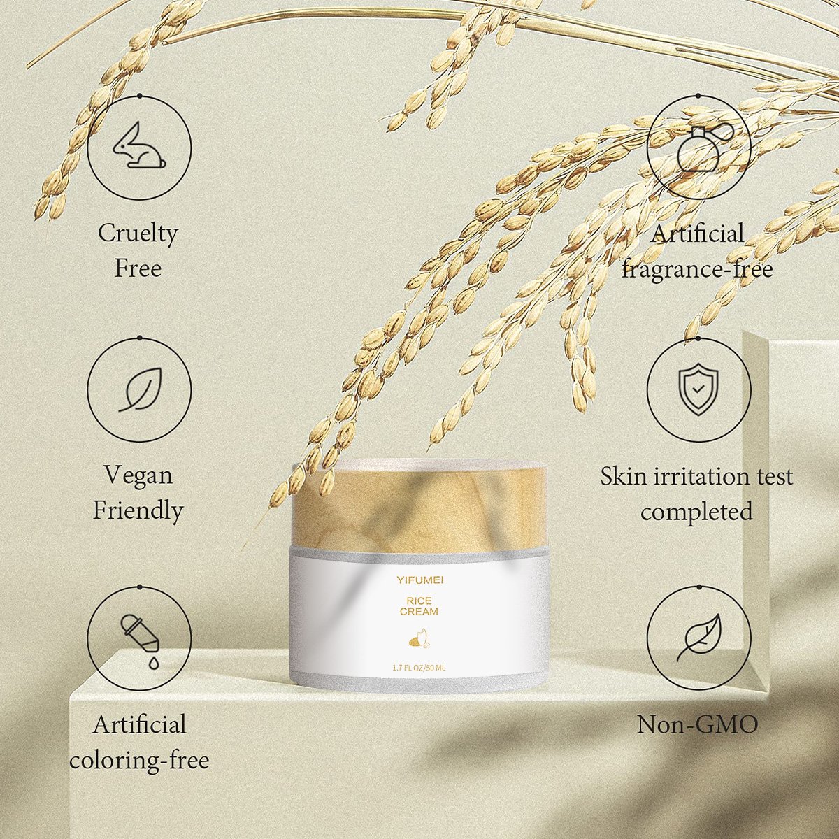 Customized Natural Brightening Night Skincare Melasma Pigmentation Lightening Whitening Rice Face Cream