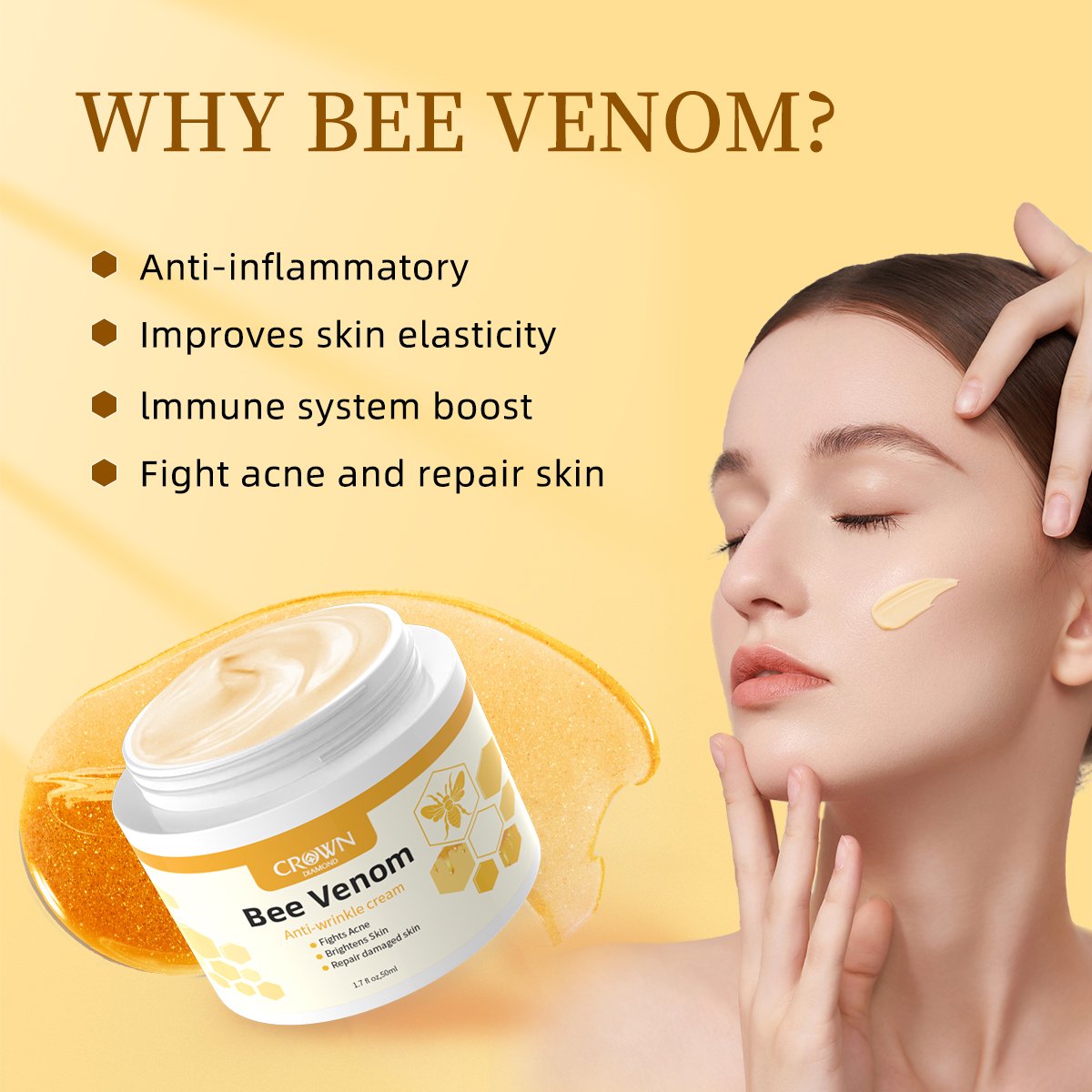 Private Label Bee Venom Firming Repair Brightening Moisturizer Whitening Anti Aging Wrinkle Remove Acne Face Skin Care Cream