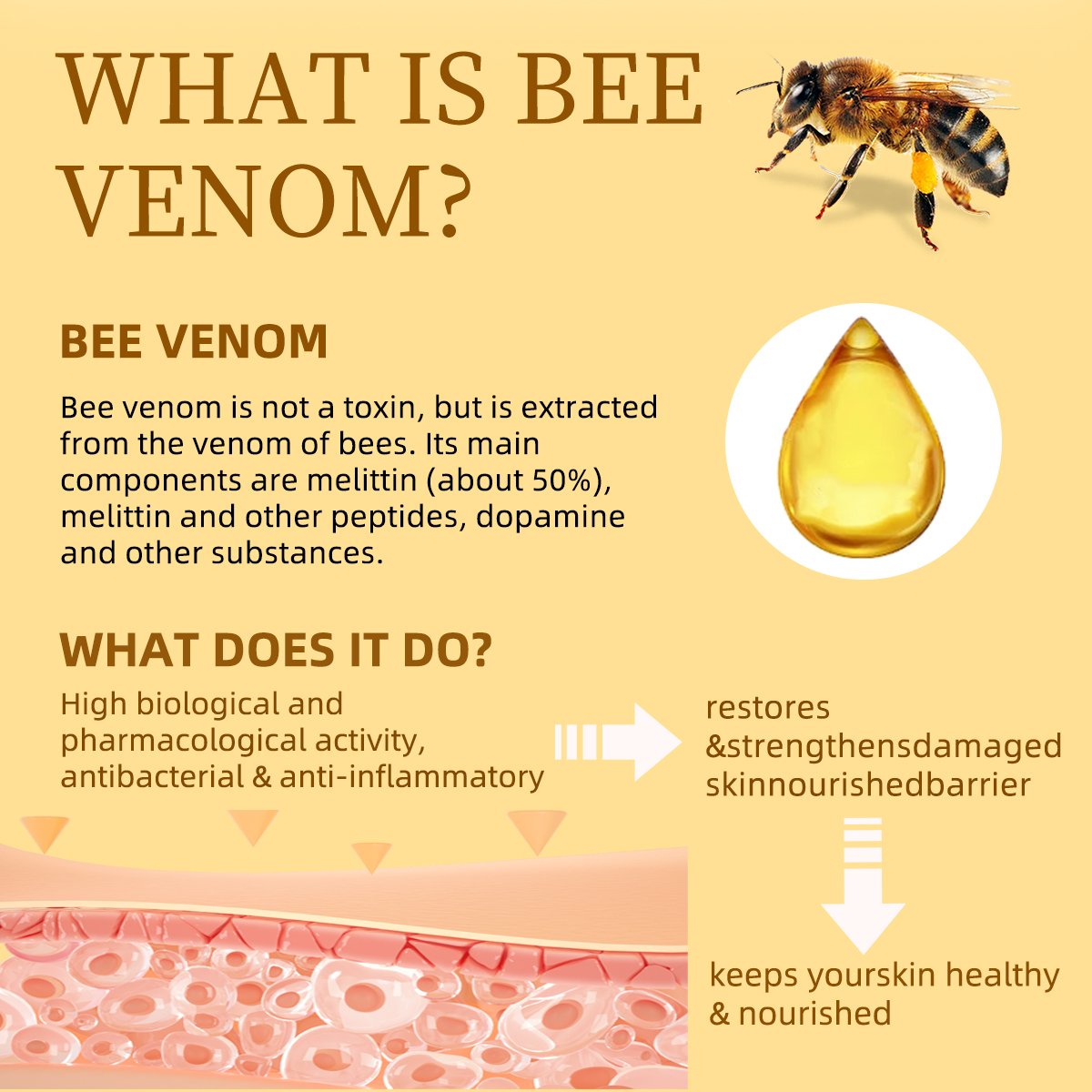 Private Label Bee Venom Firming Repair Brightening Moisturizer Whitening Anti Aging Wrinkle Remove Acne Face Skin Care Cream