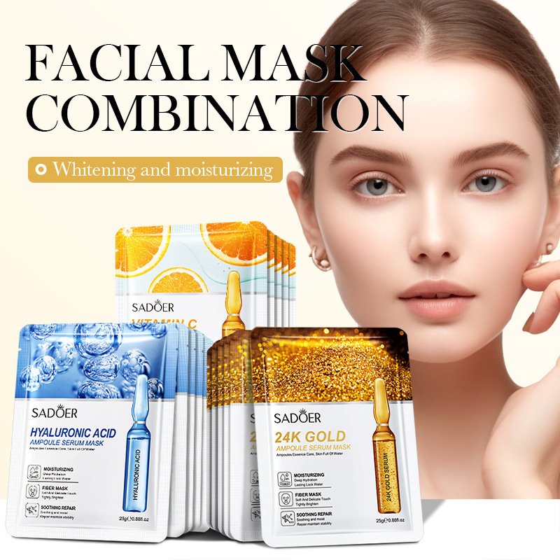 Vitamin C Ampere Serum E Whitening disposable Hydrating moisturizing beauty cosmetic full face mask skin care mask sheet