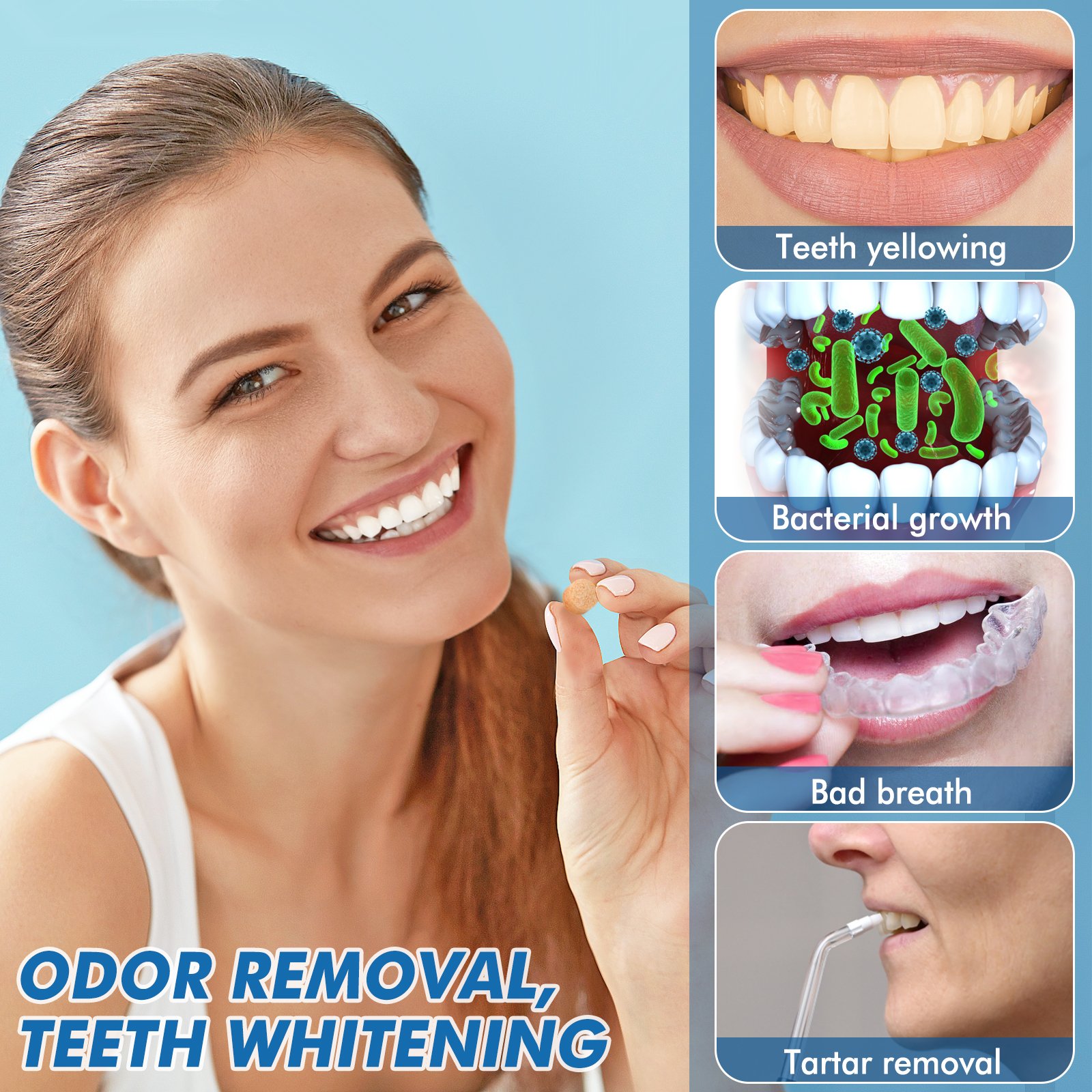 OEM Private Logo Teeth Whitening Pills Whitening Tablets Supplement for Oral Care Whitening Teeth Tablets