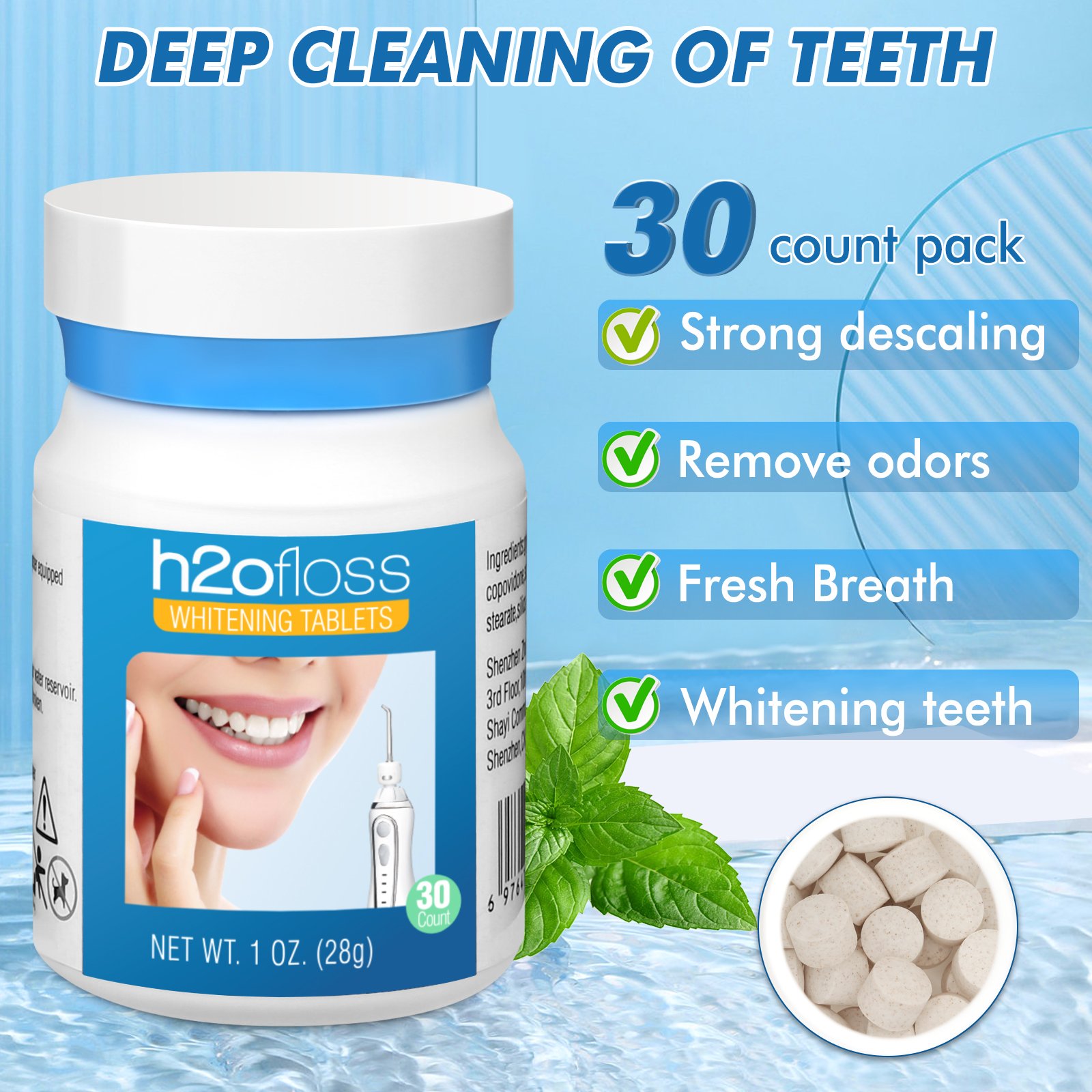 OEM Private Logo Teeth Whitening Pills Whitening Tablets Supplement for Oral Care Whitening Teeth Tablets