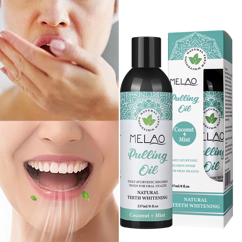 OEM Oral Oil Pulling with Coconut & Peppermint Oil Natural Alcohol Free Mouthwash Teeth Whitening and Healthier Teeth & Gums