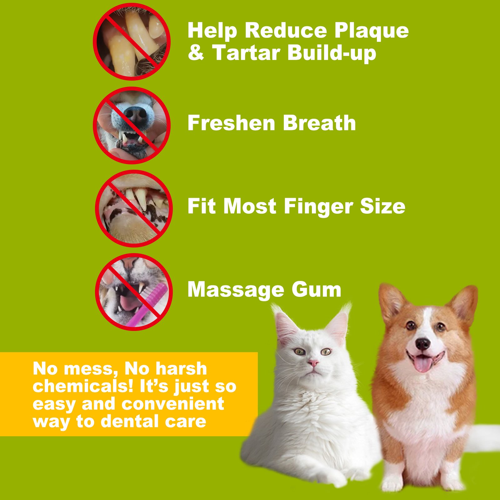 Pet Dog Cat Breath Freshener Dental Finger Wipes 80ct Cleaning Teeth Wipes