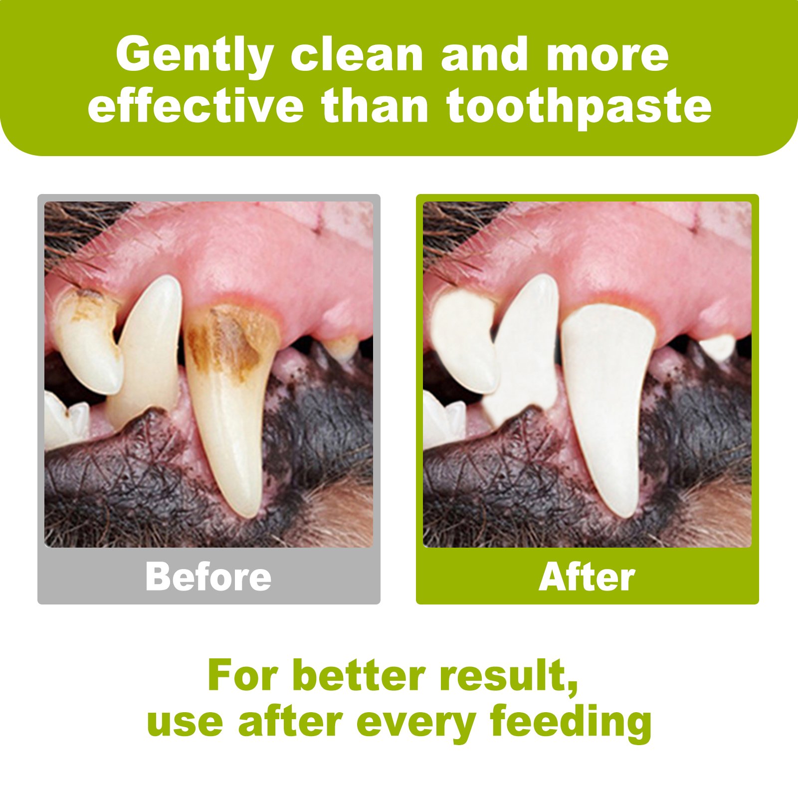 Pet Dog Cat Breath Freshener Dental Finger Wipes 80ct Cleaning Teeth Wipes