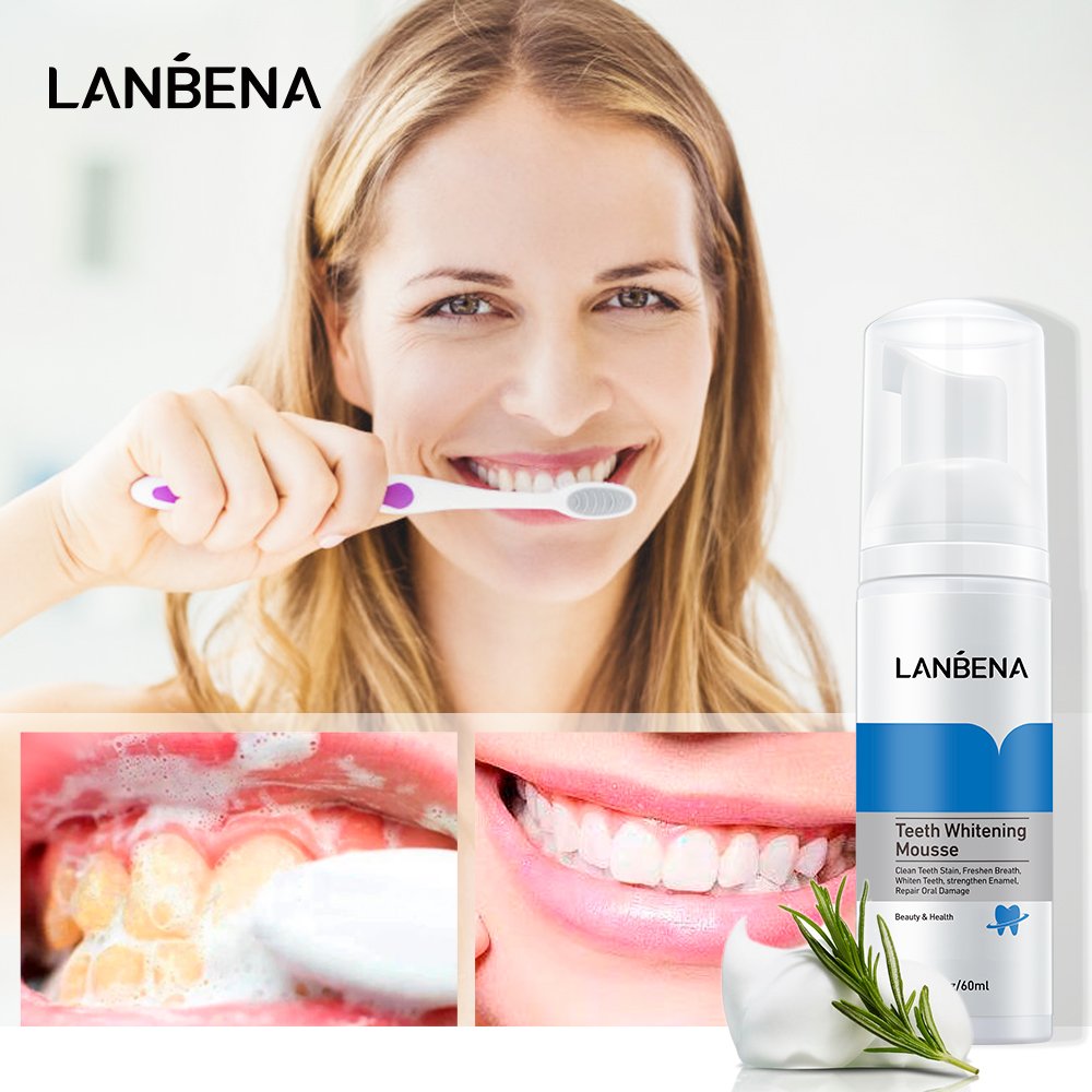 LANBENA Private Label Teeth Whitening Mousse Teeth Stain Remove Cleaning Foam Toothpaste