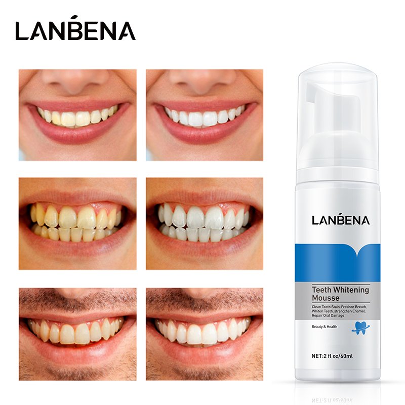 LANBENA Private Label Teeth Whitening Mousse Teeth Stain Remove Cleaning Foam Toothpaste