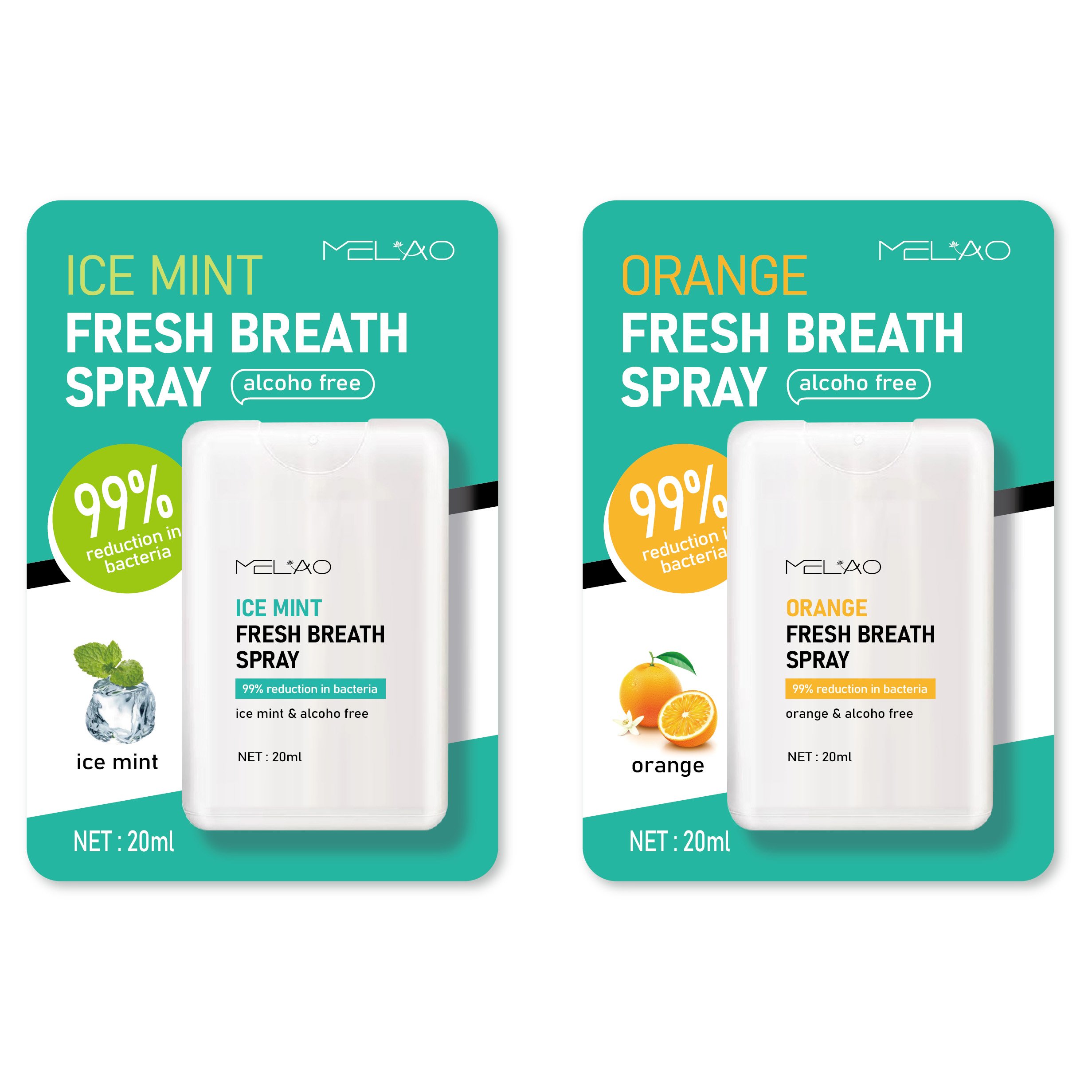 Alcohol Free Mouth Spray Cool Mint Orange Flavor Travel Size Oral Spray Mouth Freshener Spray