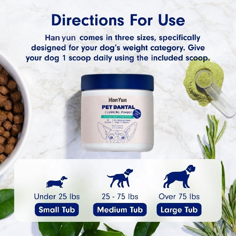 Teeth Cleaning Powder for Dogs - Dental Powder for Dogs - Dog Breath Freshener Powder with Probiotics for Bad Breath