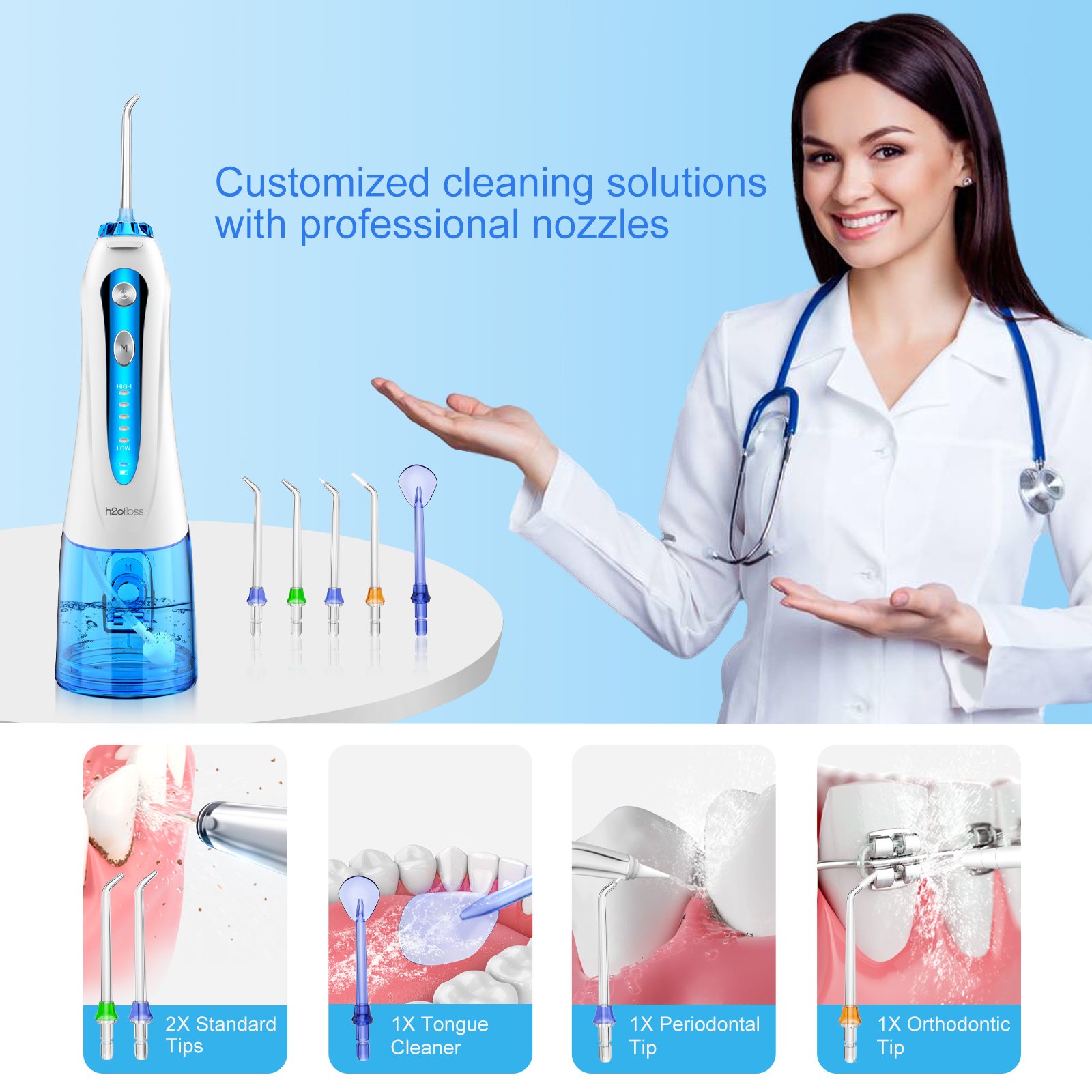 Factory OEM Dental Water Flosser IPX7 Waterproof water dental cleaner Rechargeable oral irrigator