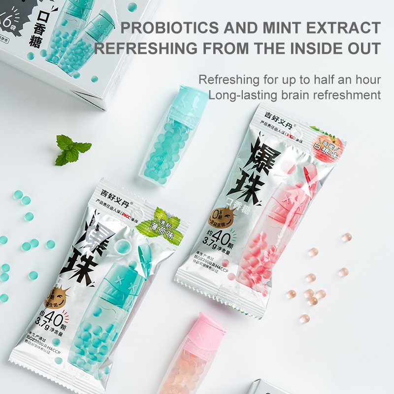 Hot sale Popular Sugar free mint candy chewing gum Furit flavour Breath Mints burst beads popping candy oral care fresh