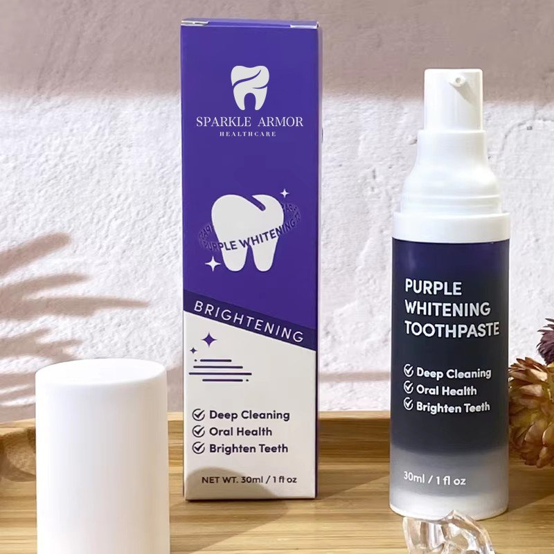 V34 Purple toothpaste whitens teeth, strengthens enamel, removes stains and freshens breath