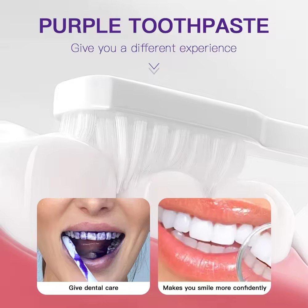 V34 Purple toothpaste whitens teeth, strengthens enamel, removes stains and freshens breath
