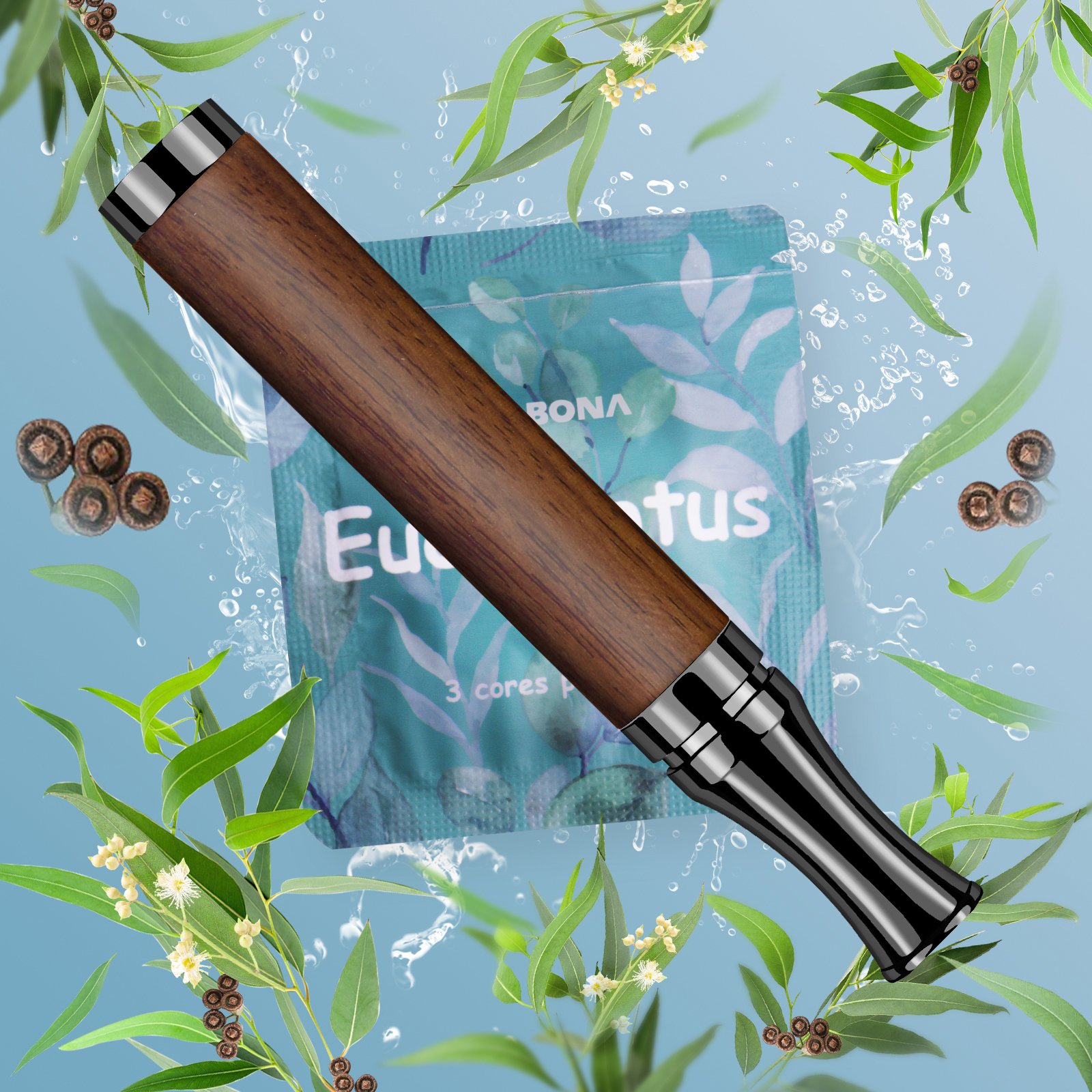 Stainless Steel Wooden Sweet Orange Herbal Cigs Travel Kit Breathing Anti Anxiety Quit Cigarettes Gifts Nasal Inhaler