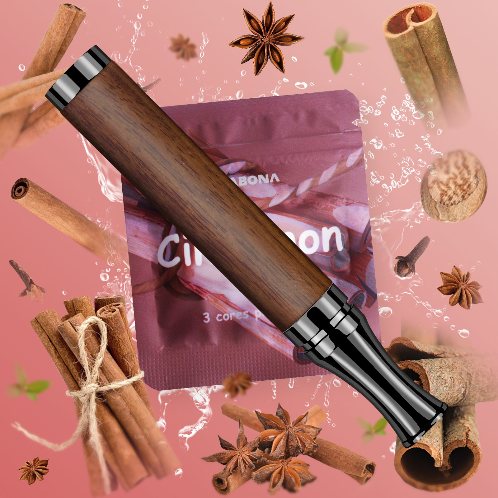 Stainless Steel Wooden Sweet Orange Herbal Cigs Travel Kit Breathing Anti Anxiety Quit Cigarettes Gifts Nasal Inhaler