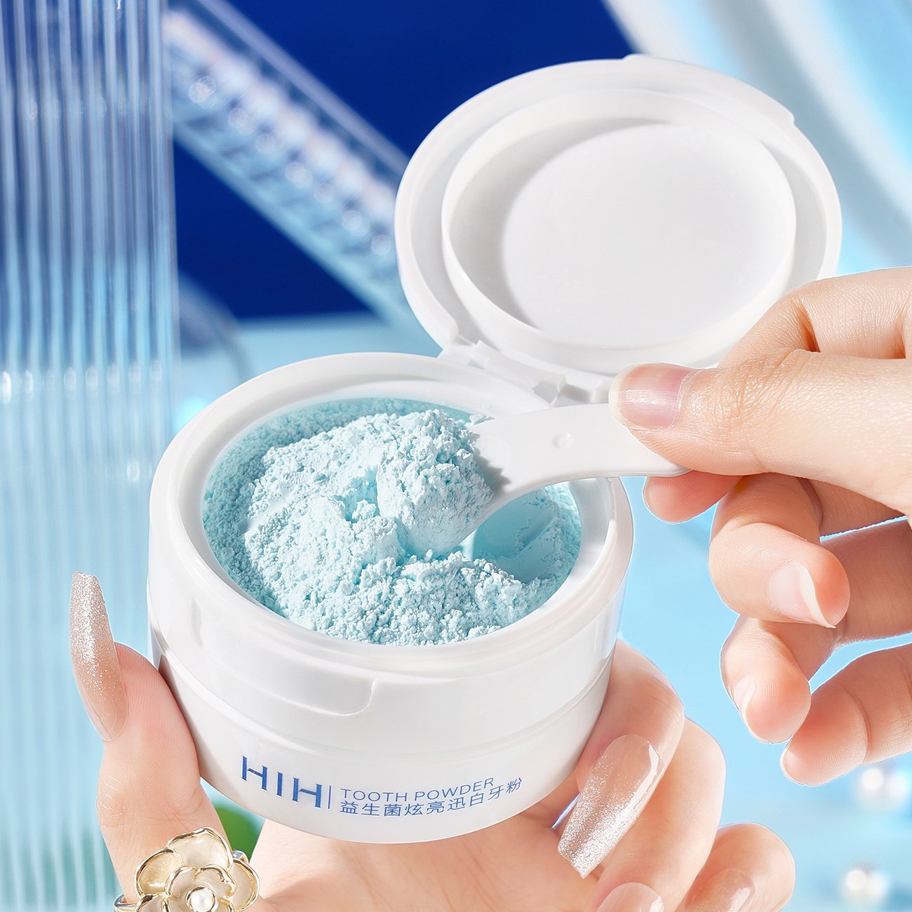 HIH Probiotic Brightening White Tooth Powder Removes Yellow stains, removes residue and freshens breath with mint smell