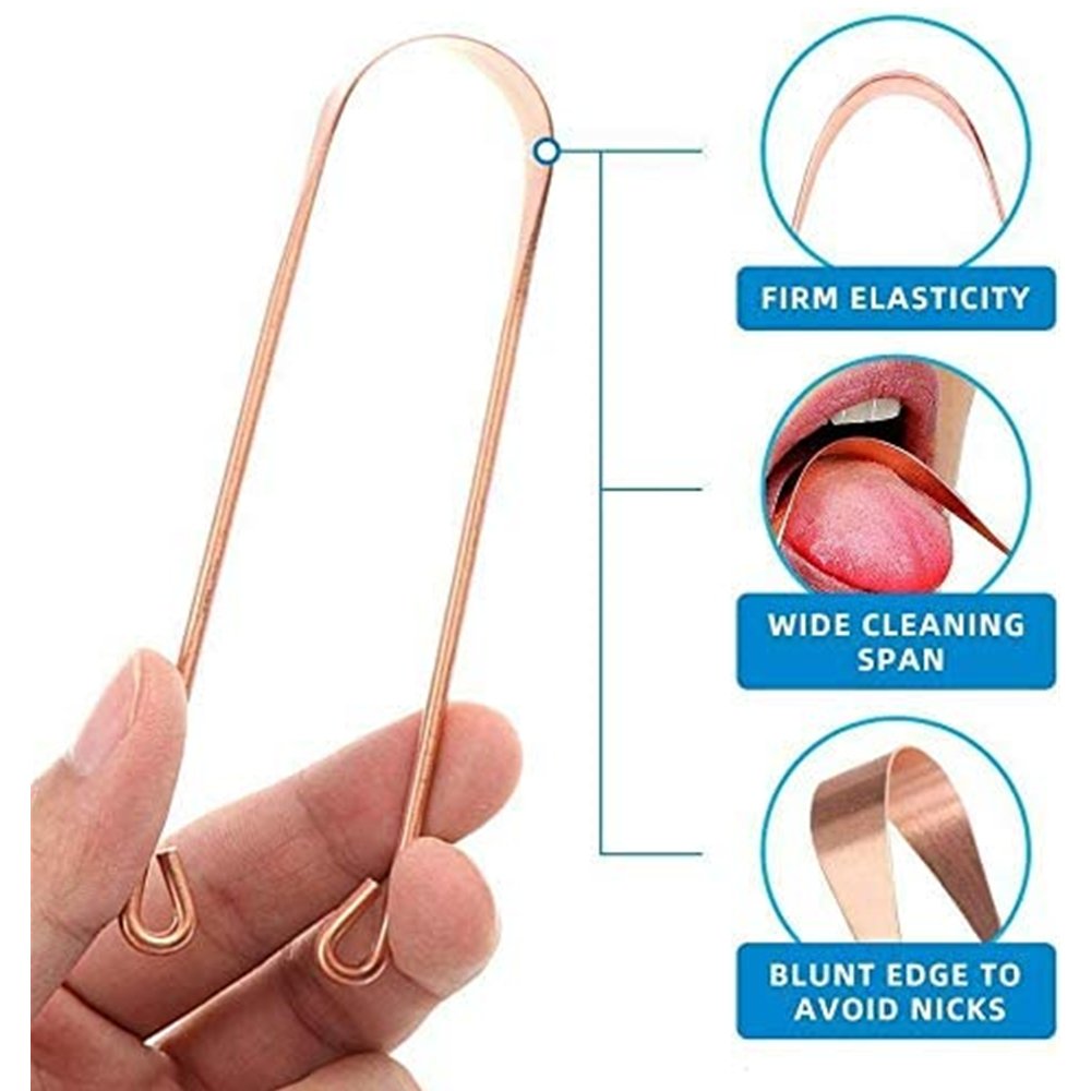 Clean Breath Oral Hygiene 100% Copper Tongue Cleaner Scraper