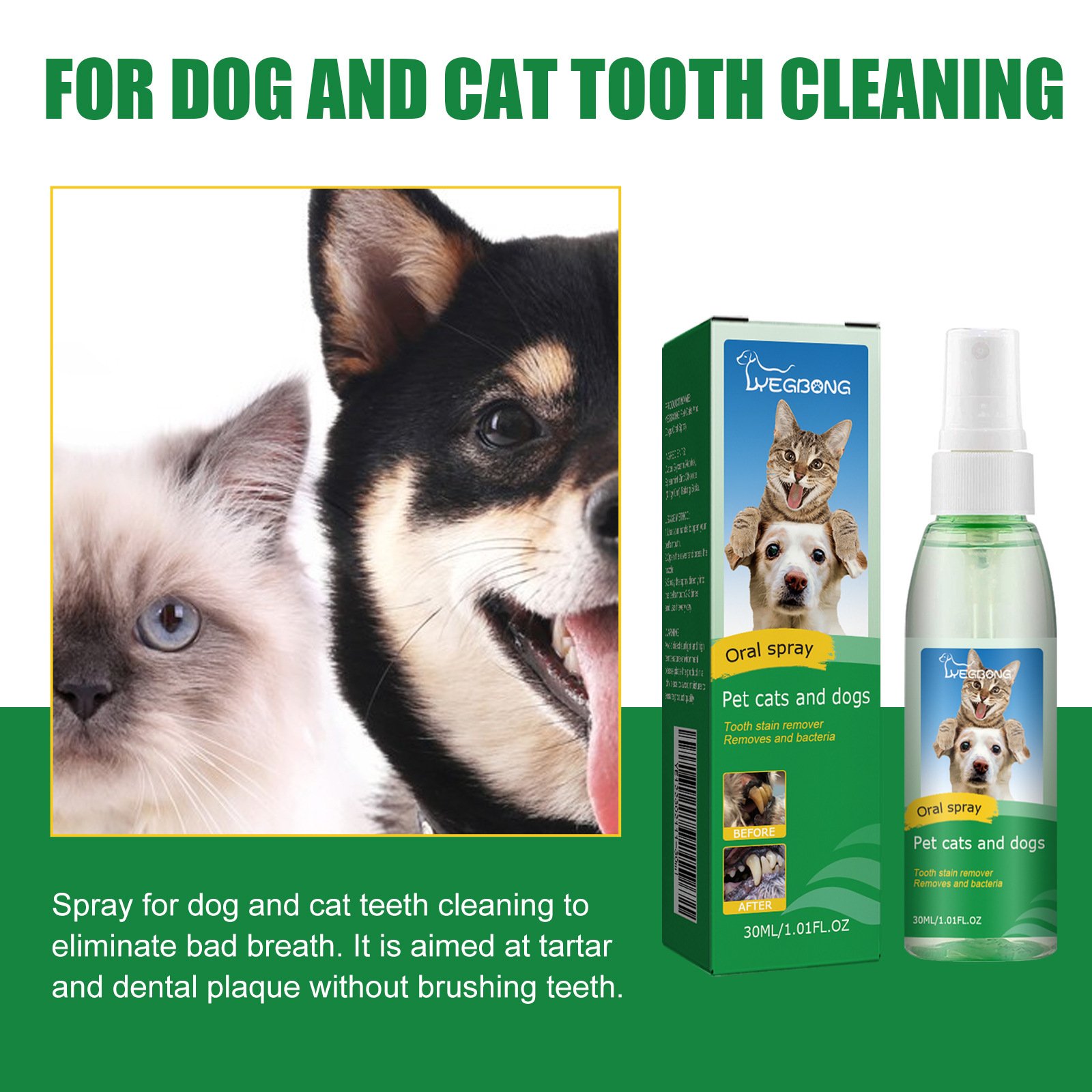 Pet tooth deodorant Spray for cats and dogs to remove bad breath mouth cleaning breath freshening spray