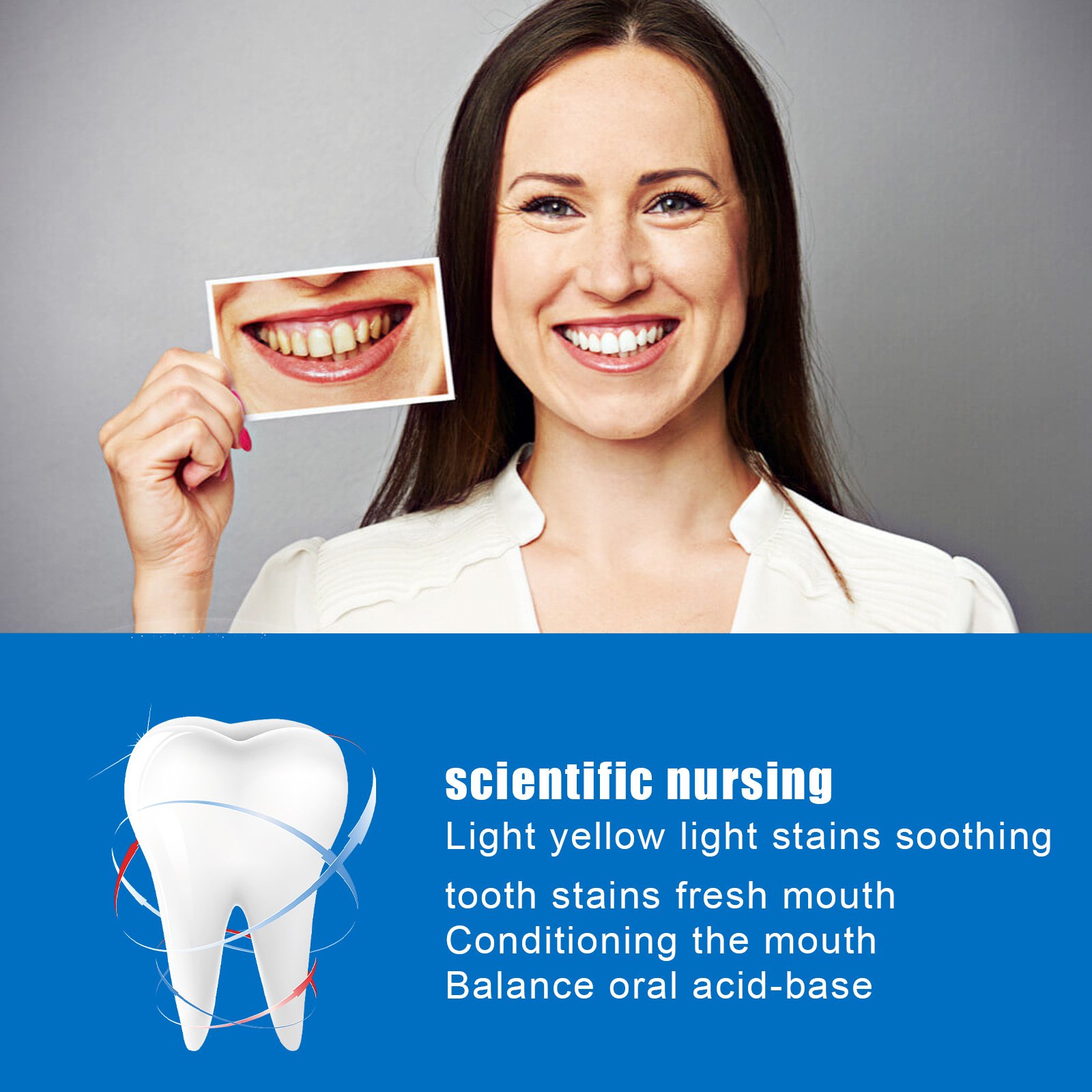 Teeth Whitening Serum effectively removes yellow spots, tobacco stains, deep plaque and freshens breath and oral hygiene HH