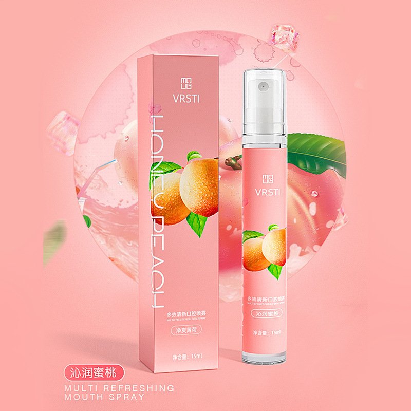 New Oral Care Fruit Flavor Peach Breath Freshener Oral Spray Mint Flavor Portable Breath Cleansing Spray