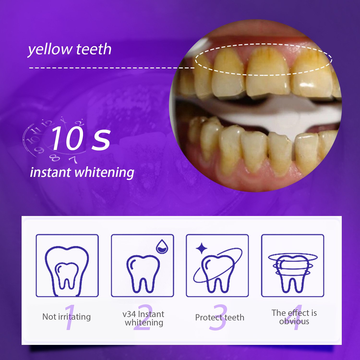 Wholesale OEM New V34 toothpaste to remove smoke stains and breath fresheners 30ml care mouth fresh breath teeth whitening