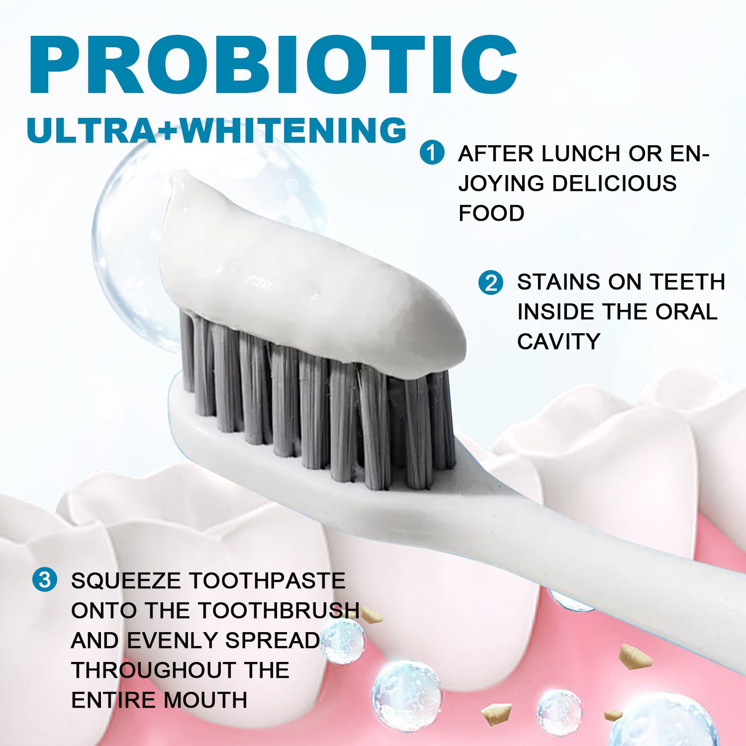 Organic probiotic ultra white toothpaste Freshens breath and whitens teeth