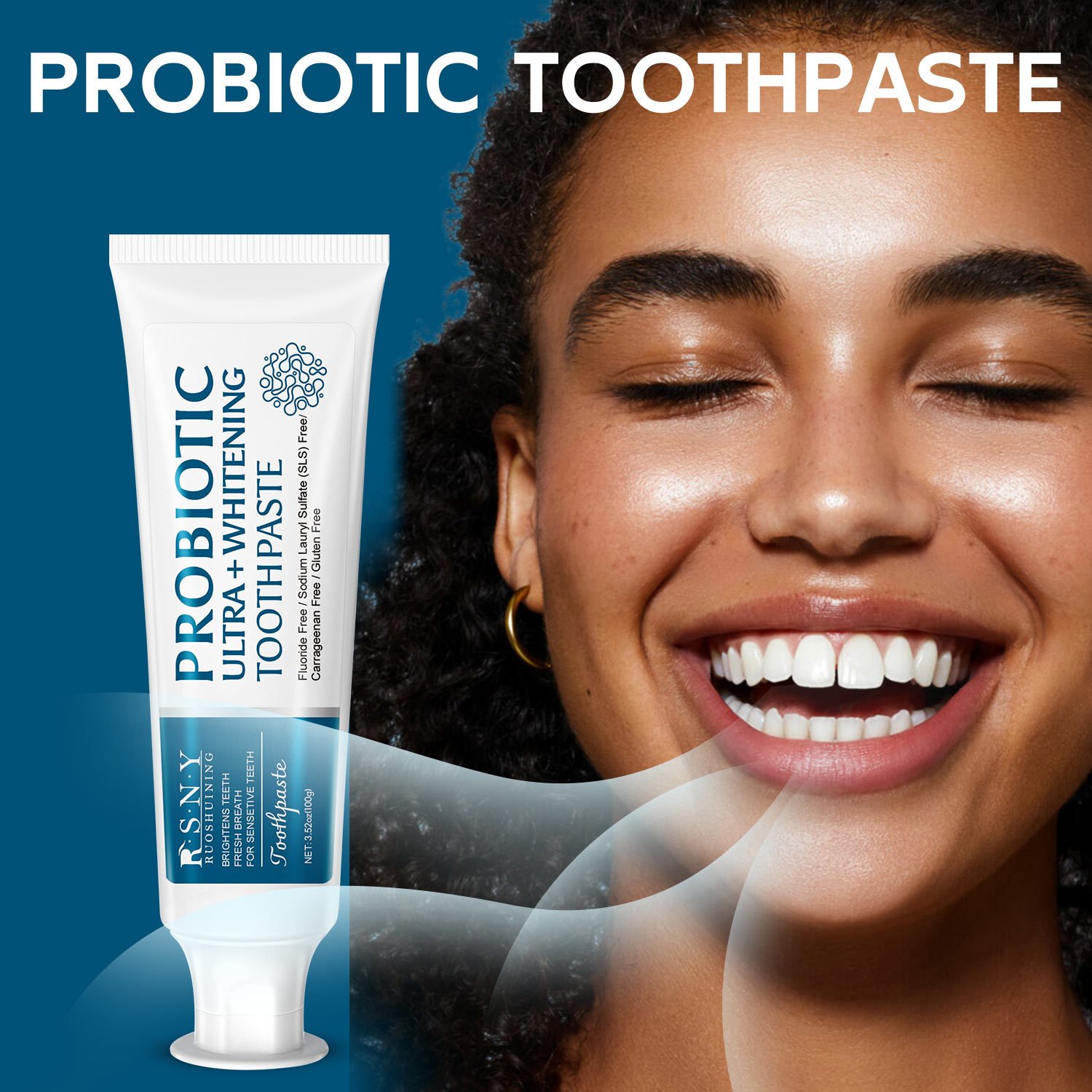 Organic probiotic ultra white toothpaste Freshens breath and whitens teeth
